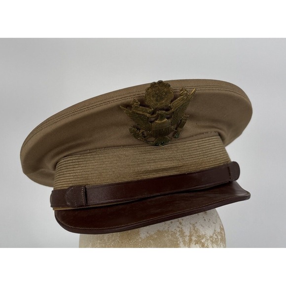 WW2 Korean War USAF Army Air Corp Officers Service Visor Hat Cap Sz: 6-1/4